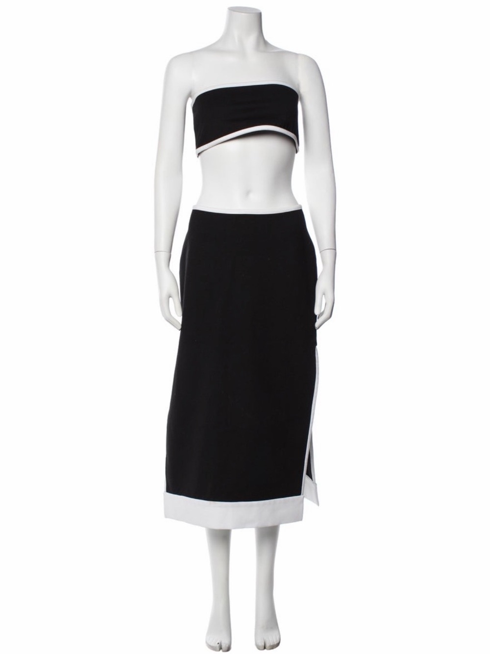 Staud Black & White Bandeau & Midi Skirt Set - Sz SM/M